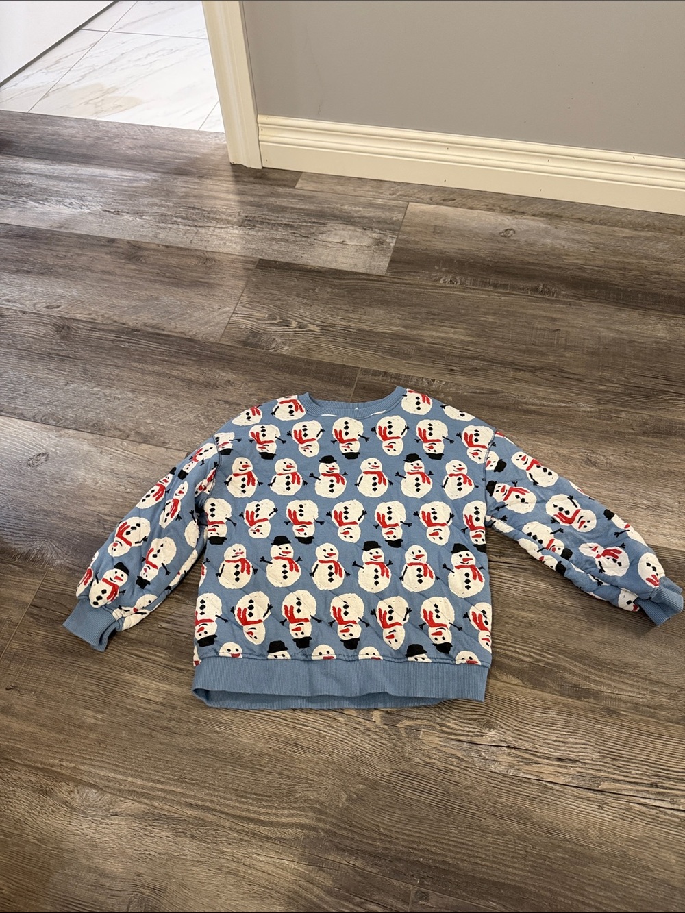 Zara Blue Sweatshirt with Snowman Pattern